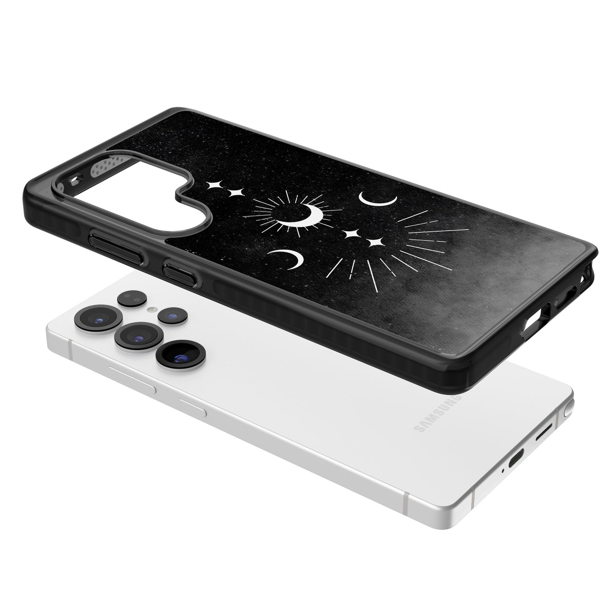 Lunar Mandala Samsung S25 Ultra / Samsung S26 Ultra Impact Black Phone Case angled