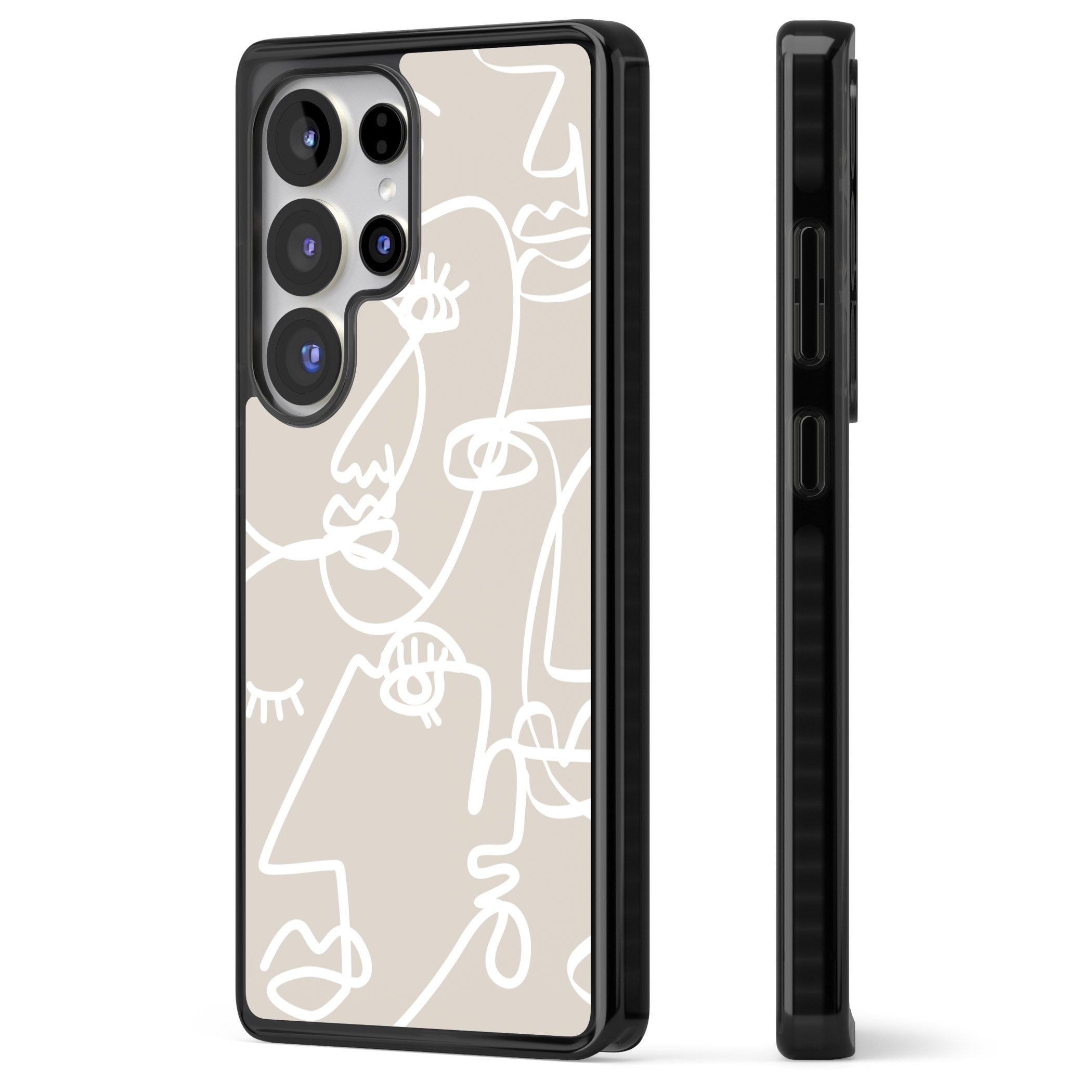 Abstract Line Art White Beige