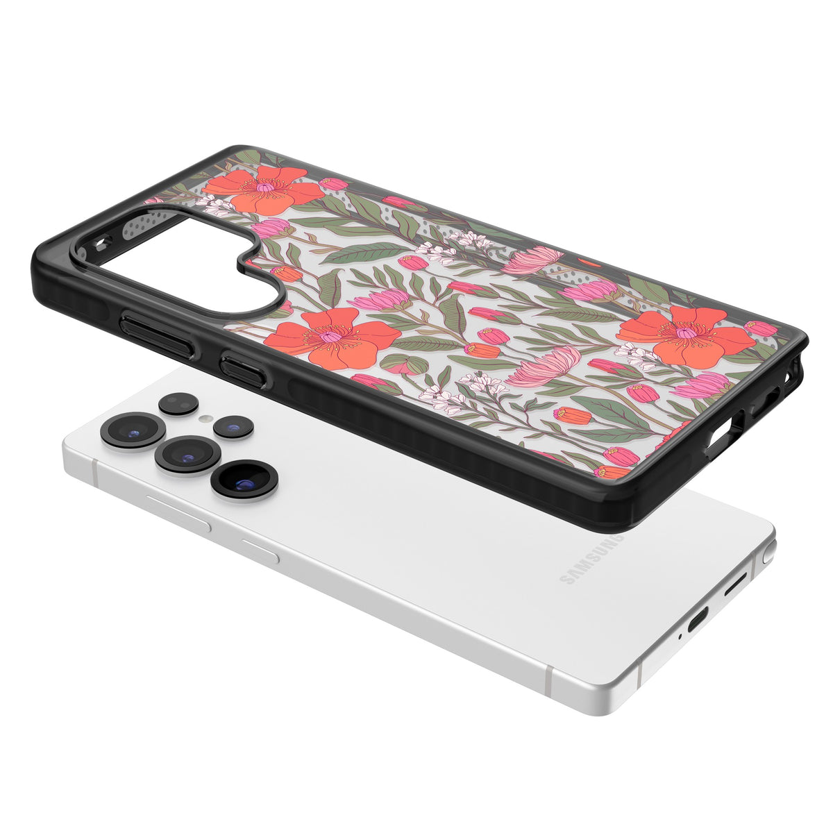 Peachy Floral Samsung S25 Ultra / Samsung S26 Ultra Impact Black Phone Case angled