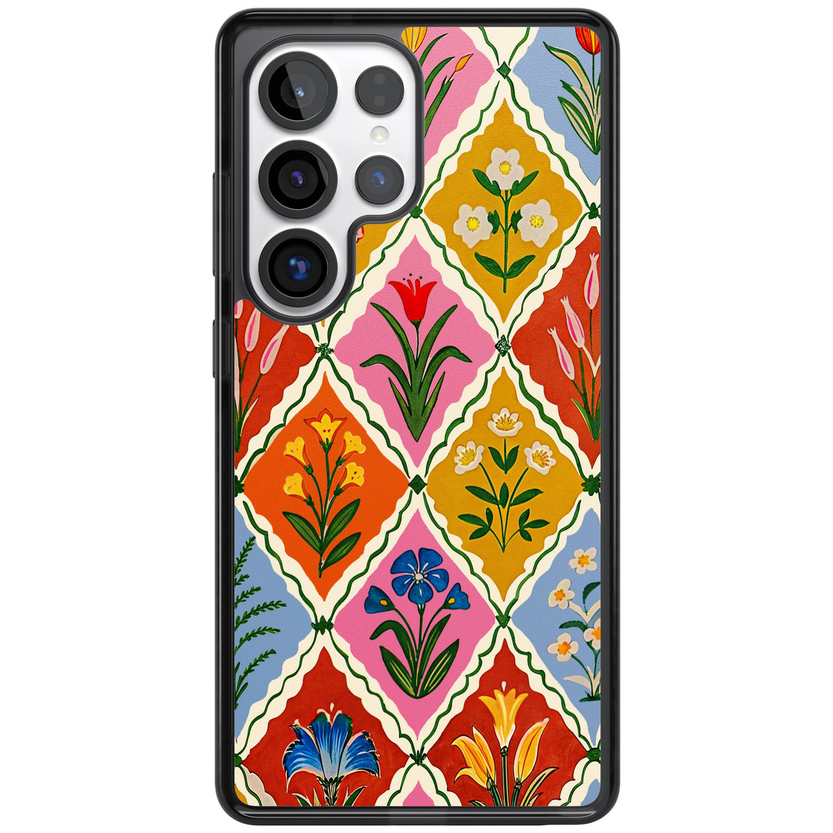 Floral Quilt Samsung S25 Ultra / Samsung S26 Ultra Impact Black Phone Case front