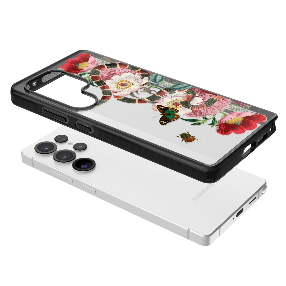 Floral Snake Samsung S25 Ultra / Samsung S26 Ultra Impact Black Phone Case angled