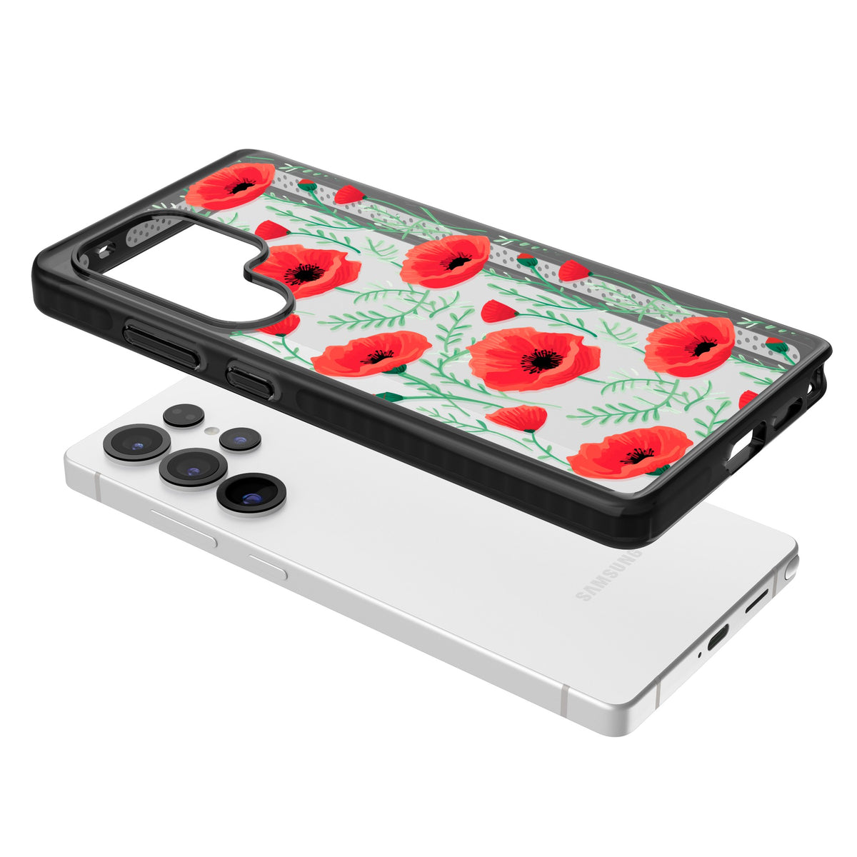Poppy Garden Samsung S25 Ultra / Samsung S26 Ultra Impact Black Phone Case angled