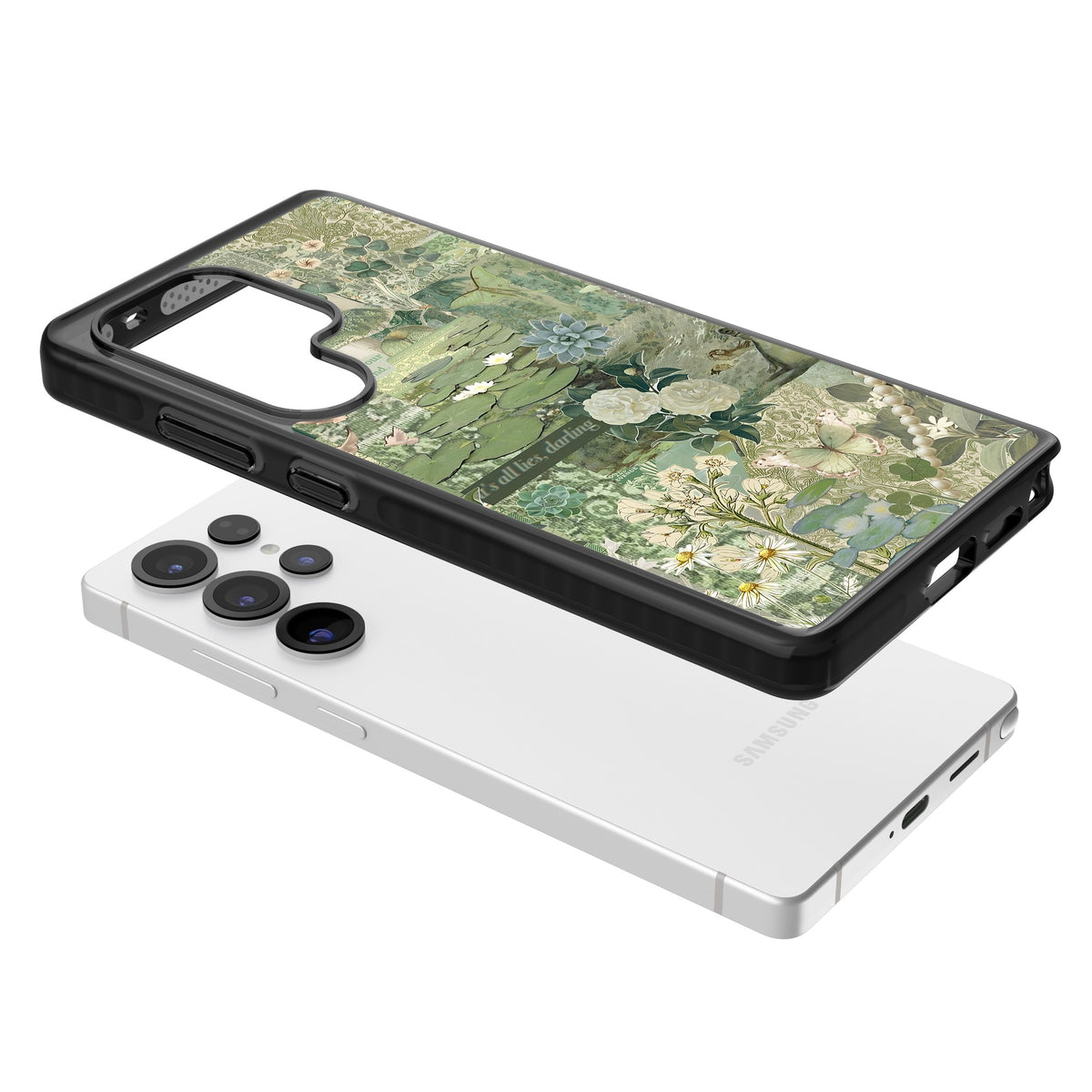 Sage Collage Samsung S25 Ultra / Samsung S26 Ultra Impact Black Phone Case angled