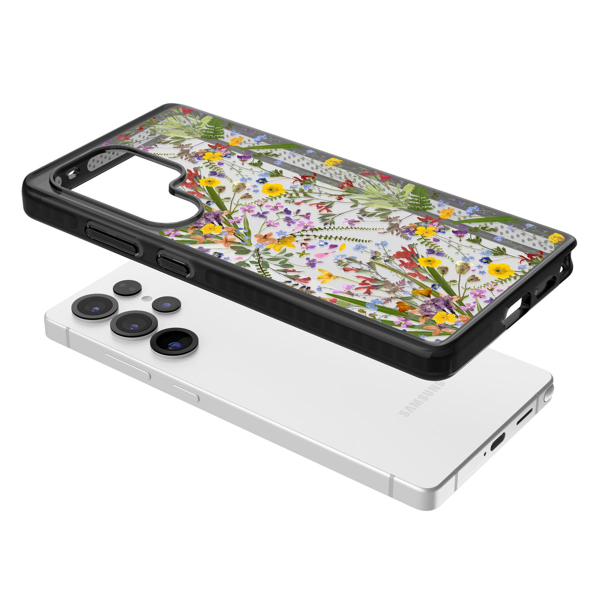 Wildflowers & Leaves Samsung S25 Ultra / Samsung S26 Ultra Impact Black Phone Case angled