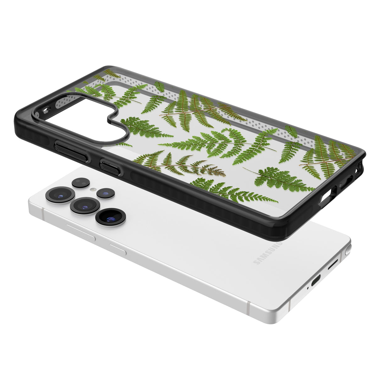 Leafy Ferns Samsung S25 Ultra / Samsung S26 Ultra Impact Black Phone Case angled