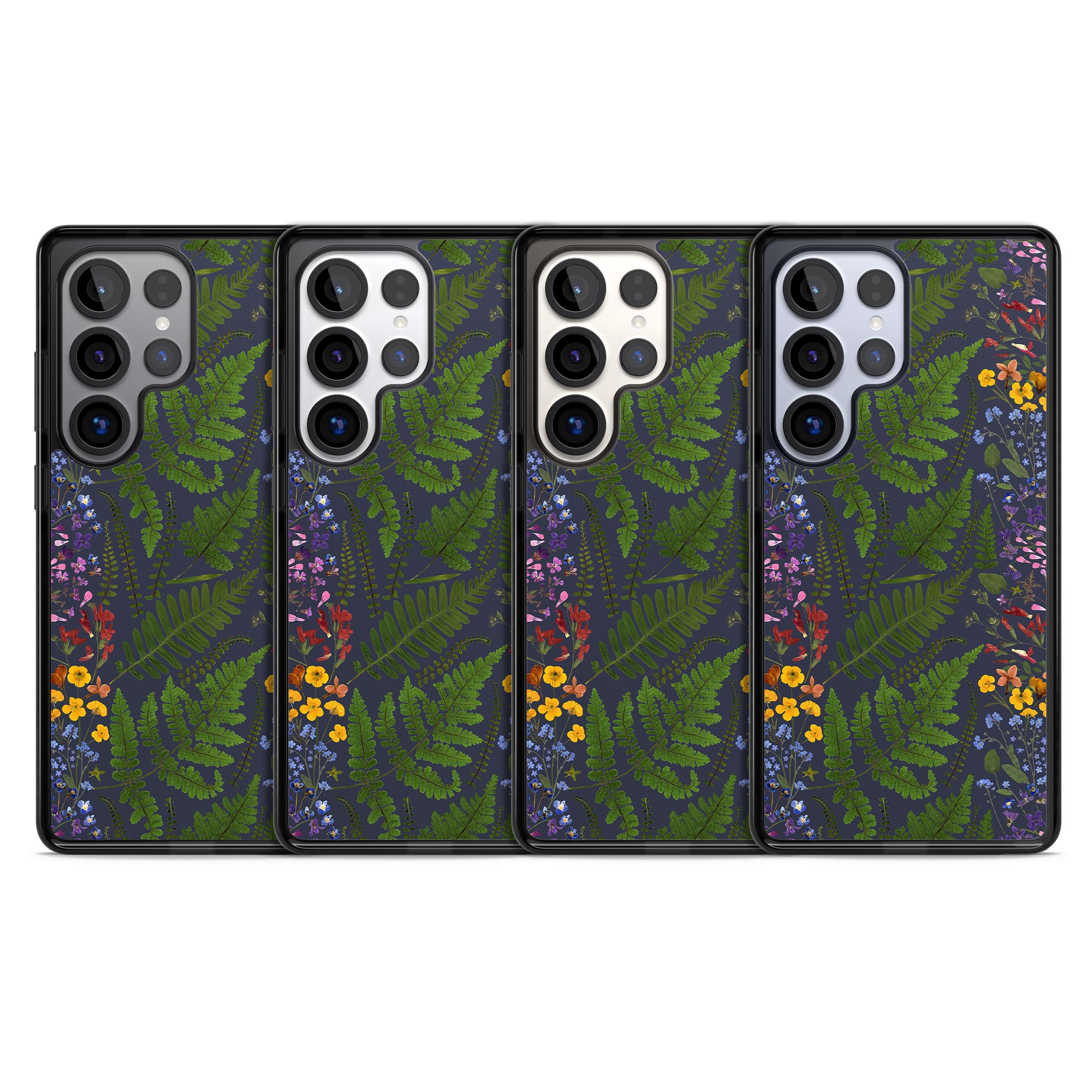 Busy Floral And Fern Design Navy