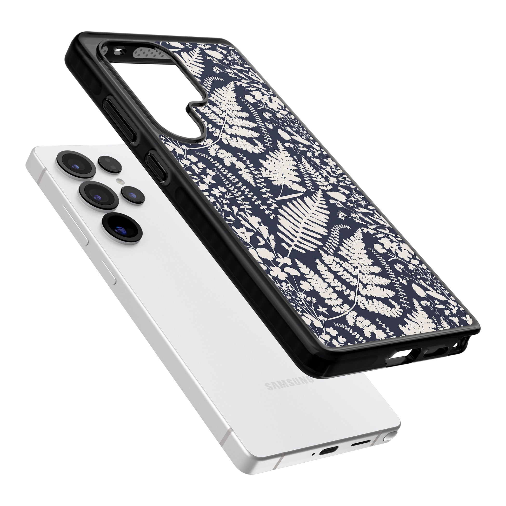 Wildflowers & Ferns On Navy