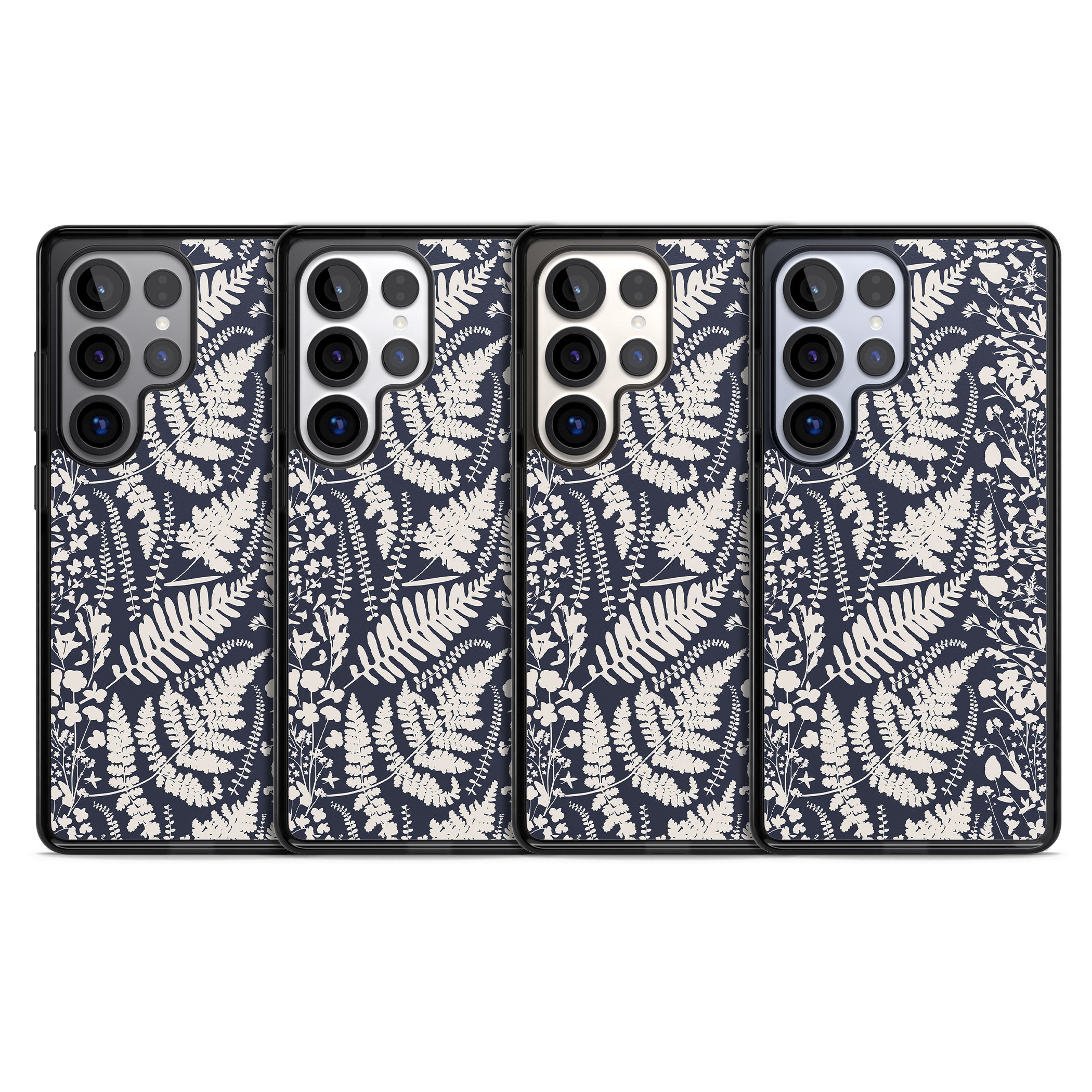 Wildflowers & Ferns On Navy