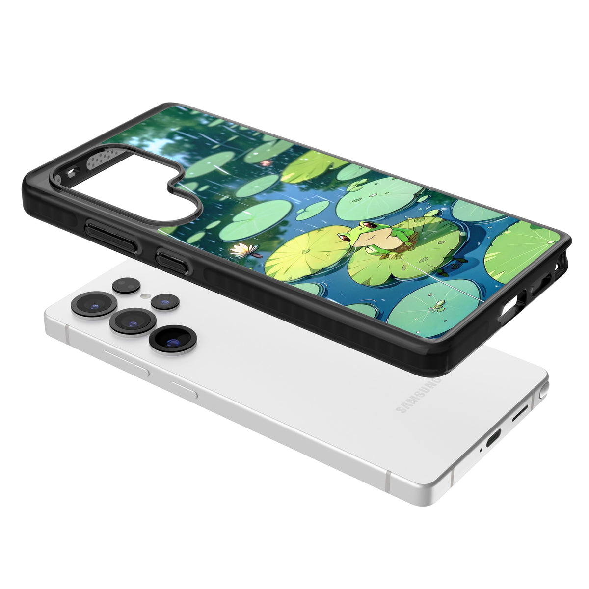 Frog In Lily Pond Samsung S25 Ultra / Samsung S26 Ultra Impact Black Phone Case angled
