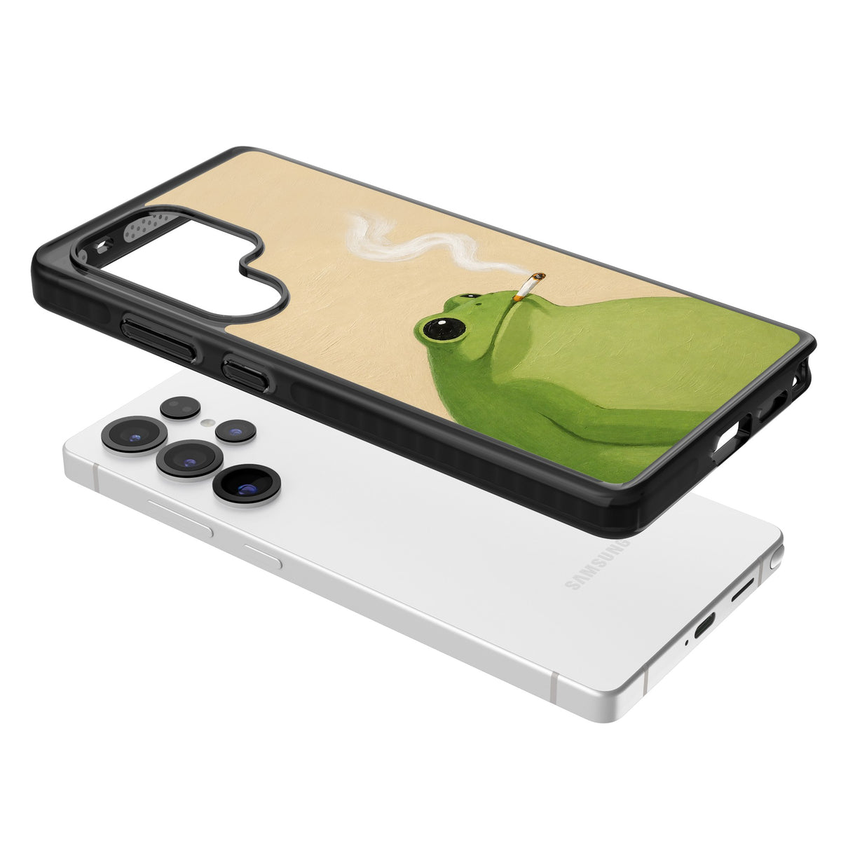 The Smoking Frog Samsung S25 Ultra / Samsung S26 Ultra Impact Black Phone Case angled