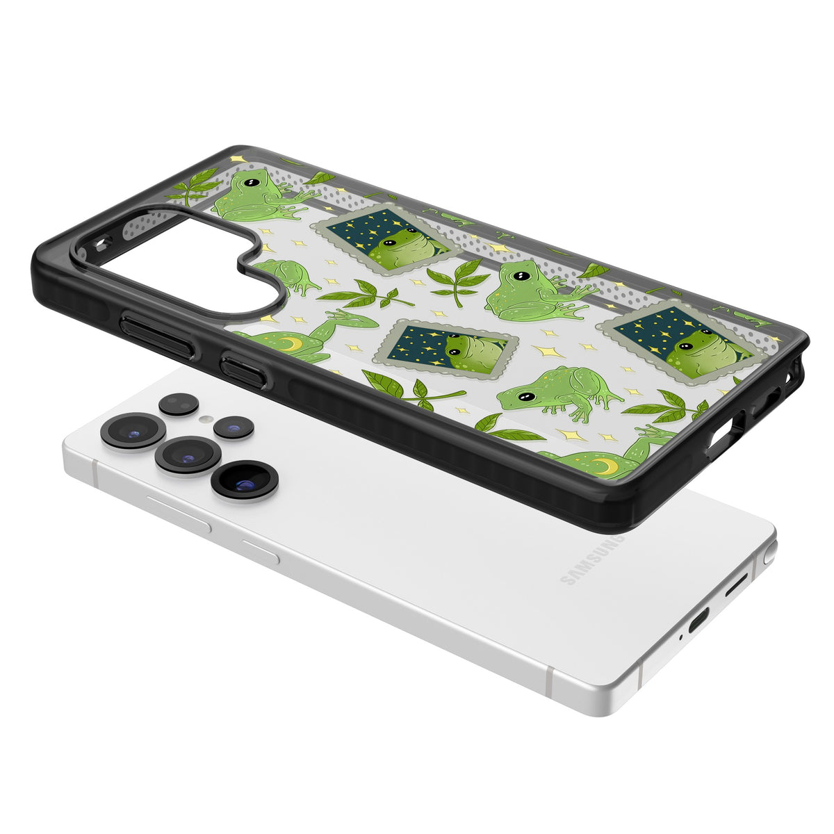 Starry Frog Stamps Samsung S25 Ultra / Samsung S26 Ultra Impact Black Phone Case angled
