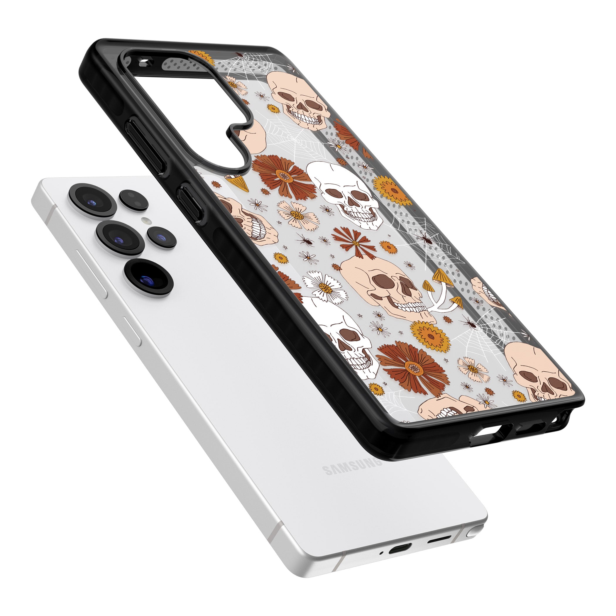 Halloween Skulls And Flowers