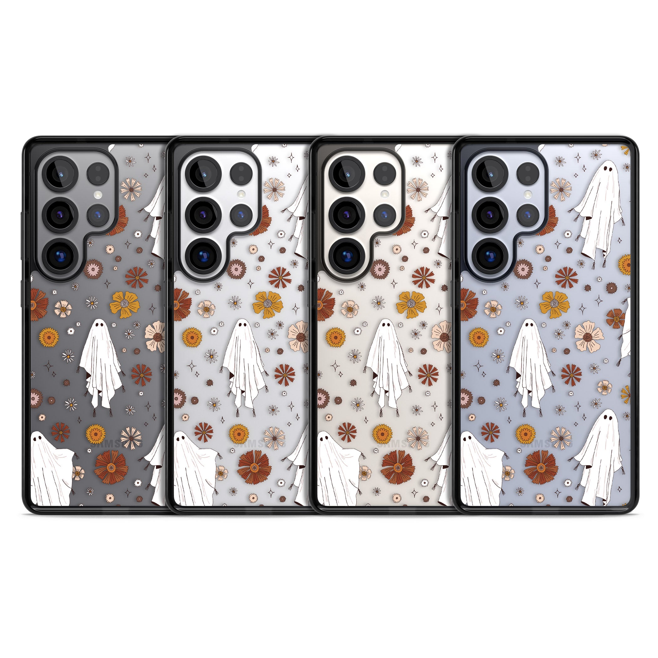 Halloween Ghosts And Flowers