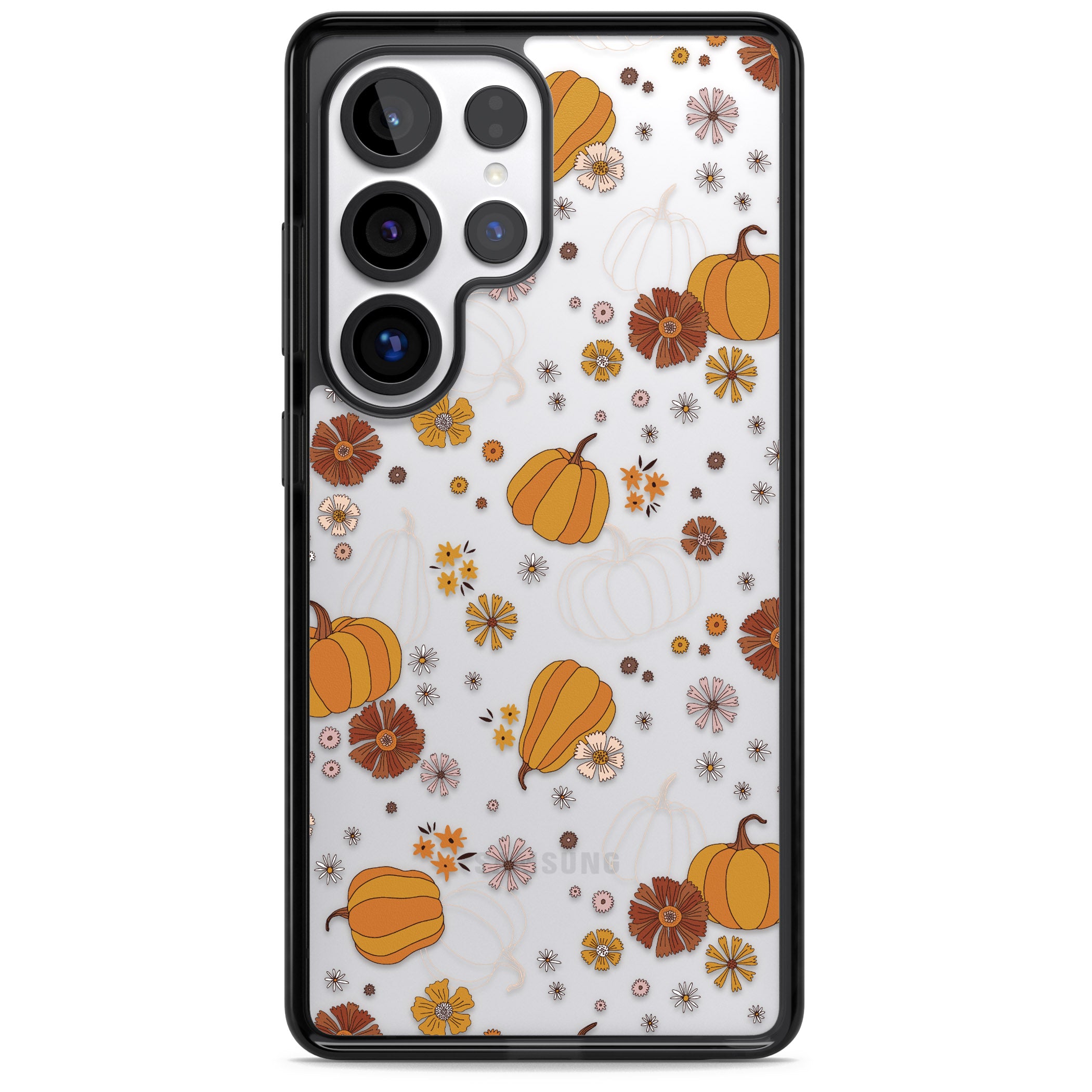 Halloween Pumpkins And Flowers