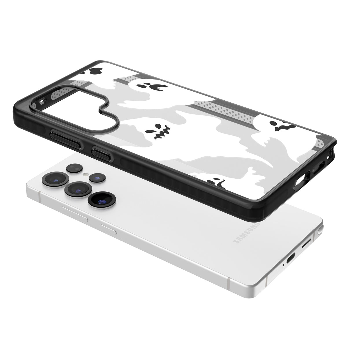 Ghost Pattern Samsung S25 Ultra / Samsung S26 Ultra Impact Black Phone Case angled