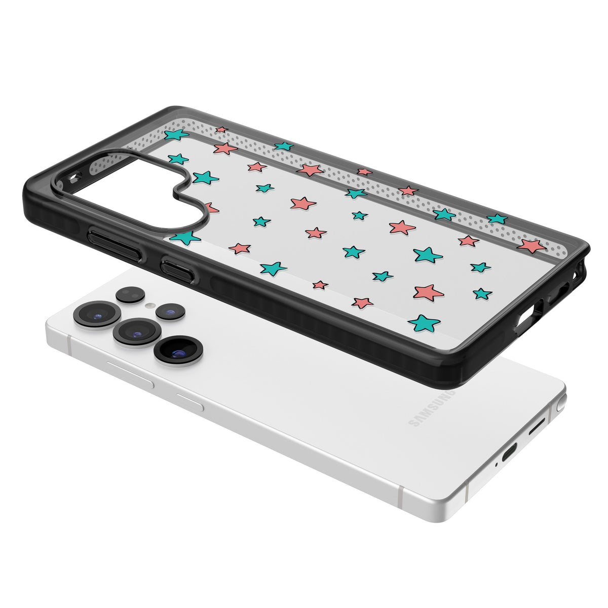Heartstopper Stars Pattern Samsung S25 Ultra / Samsung S26 Ultra Impact Black Phone Case angled