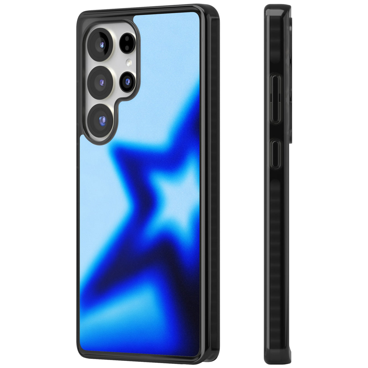 Electric Y2K iPhone case featuring a blurred blue aura star, deep cobalt glow and soft sky-blue gradient Samsung S25 Ultra / Samsung S26 Ultra Impact Black Phone Case side