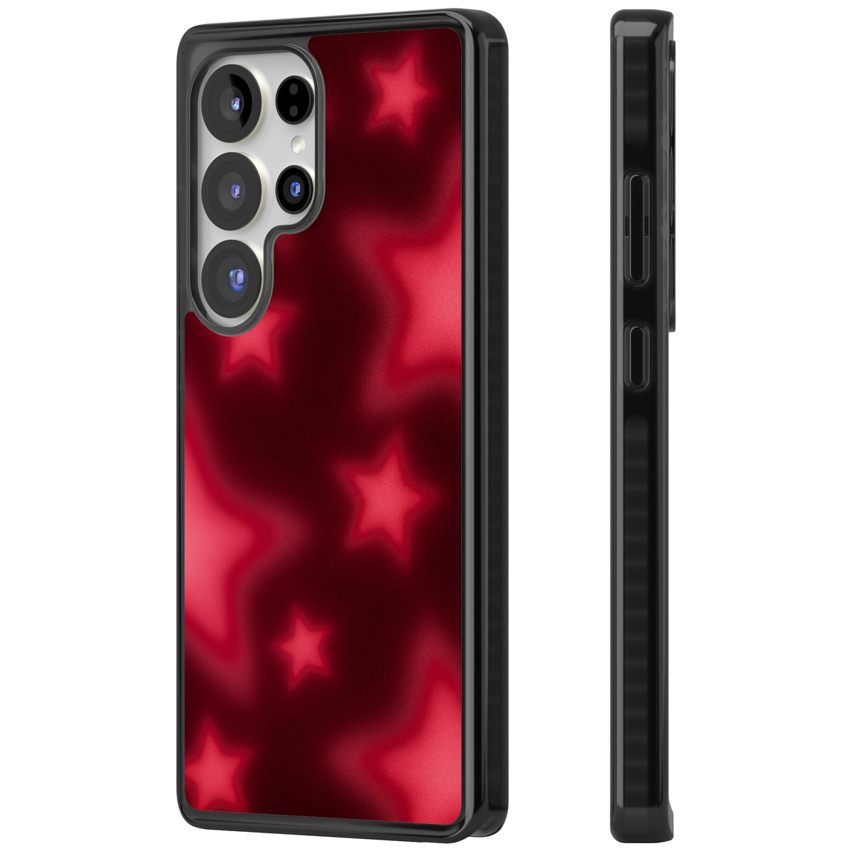 Afterglow Y2K iPhone case featuring blurred red aura stars, a dark crimson gradient and soft glowing haze Samsung S25 Ultra / Samsung S26 Ultra Impact Black Phone Case side