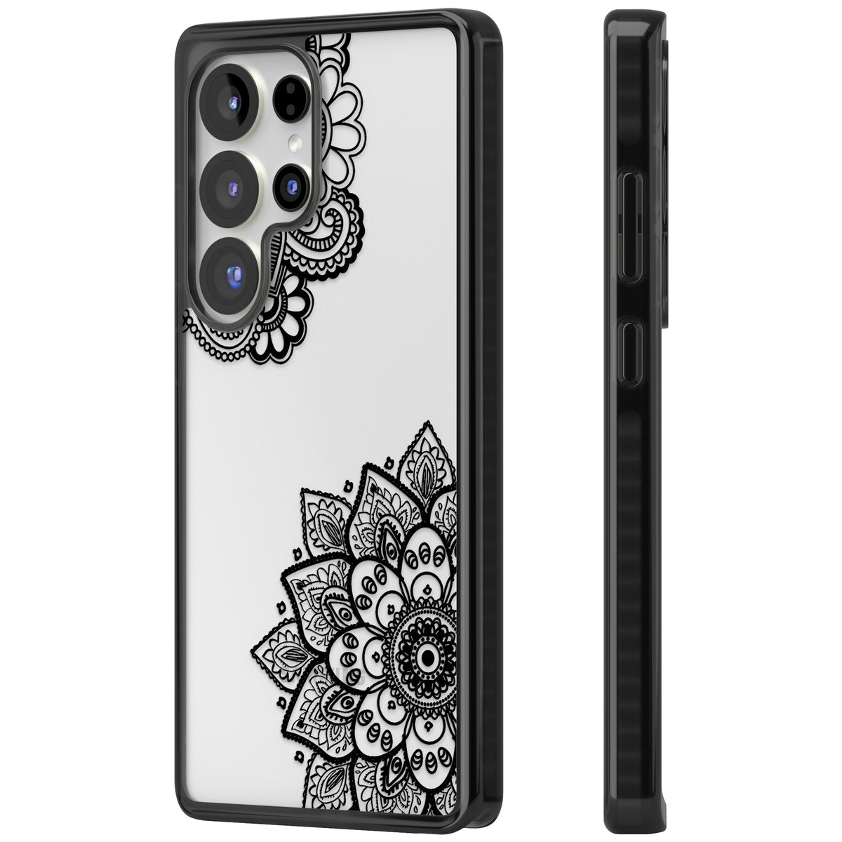 Black Henna Florals Samsung S25 Ultra / Samsung S26 Ultra Impact Black Phone Case side