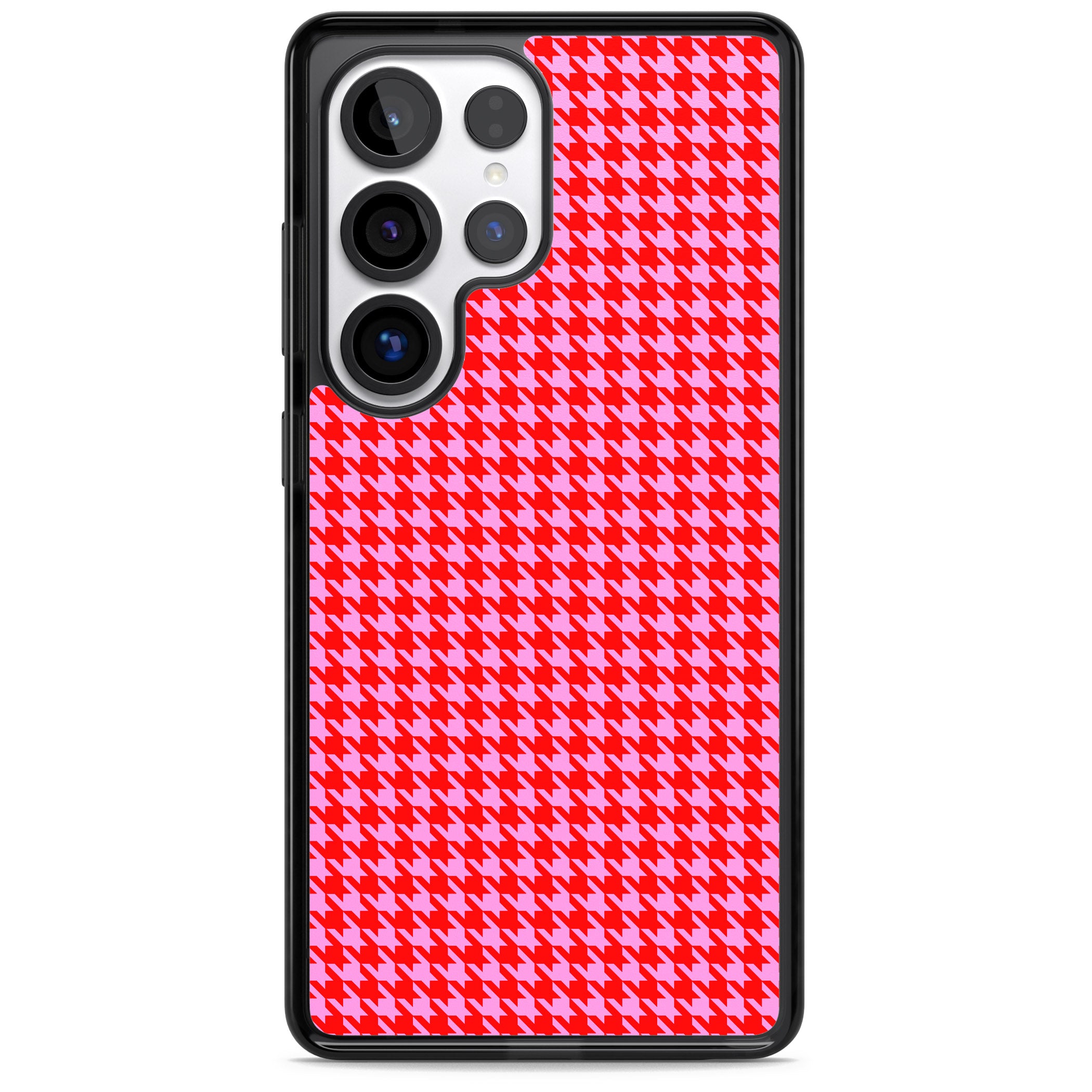 Neon Pink & Red Houndstooth