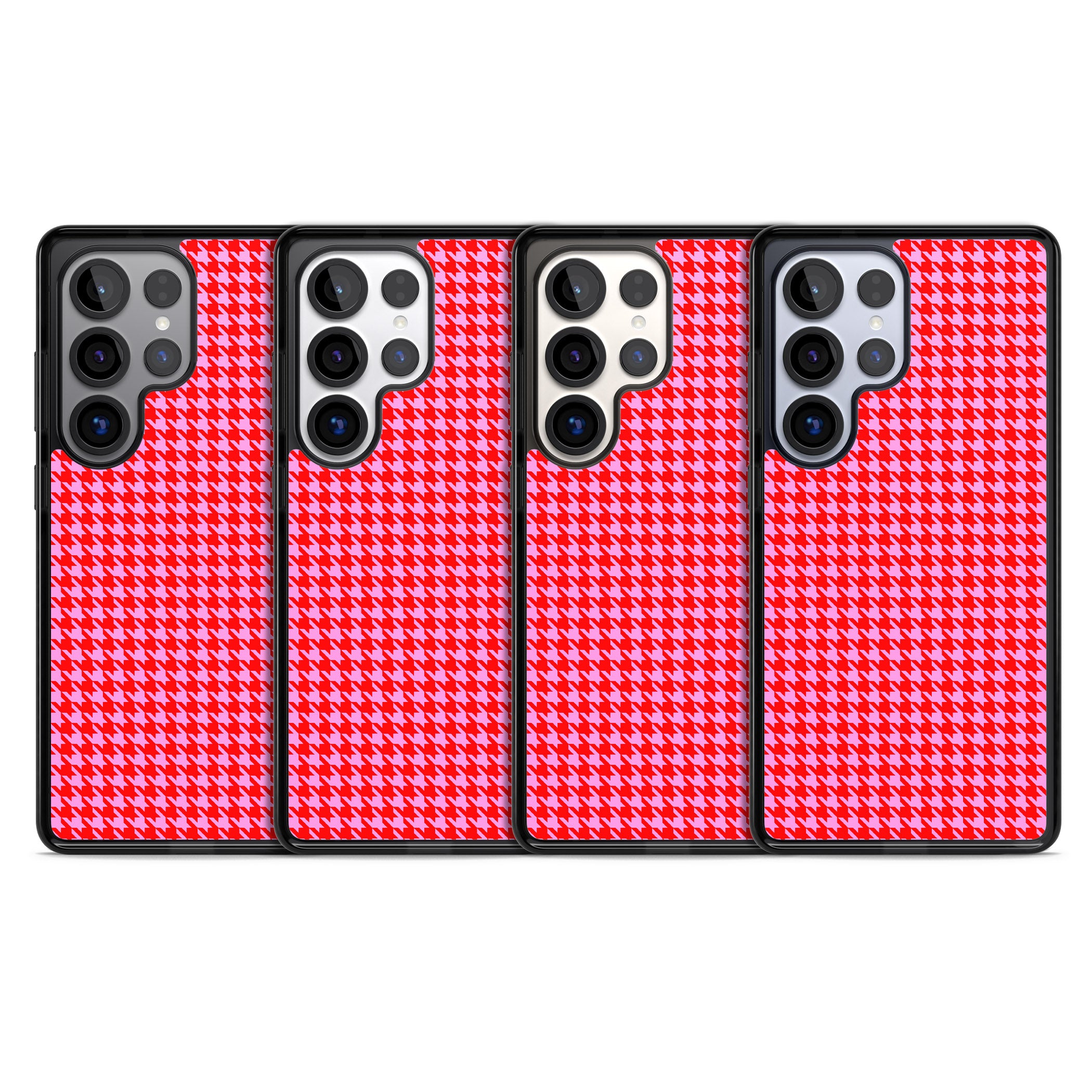 Neon Pink & Red Houndstooth