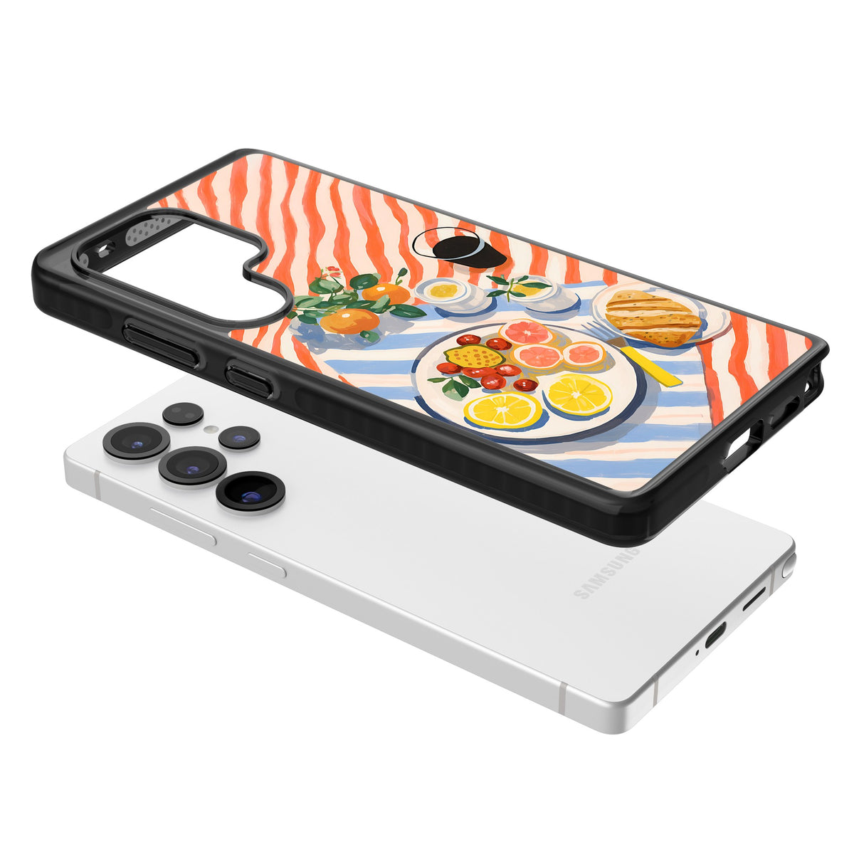 Citrus Picnic Samsung S25 Ultra / Samsung S26 Ultra Impact Black Phone Case angled