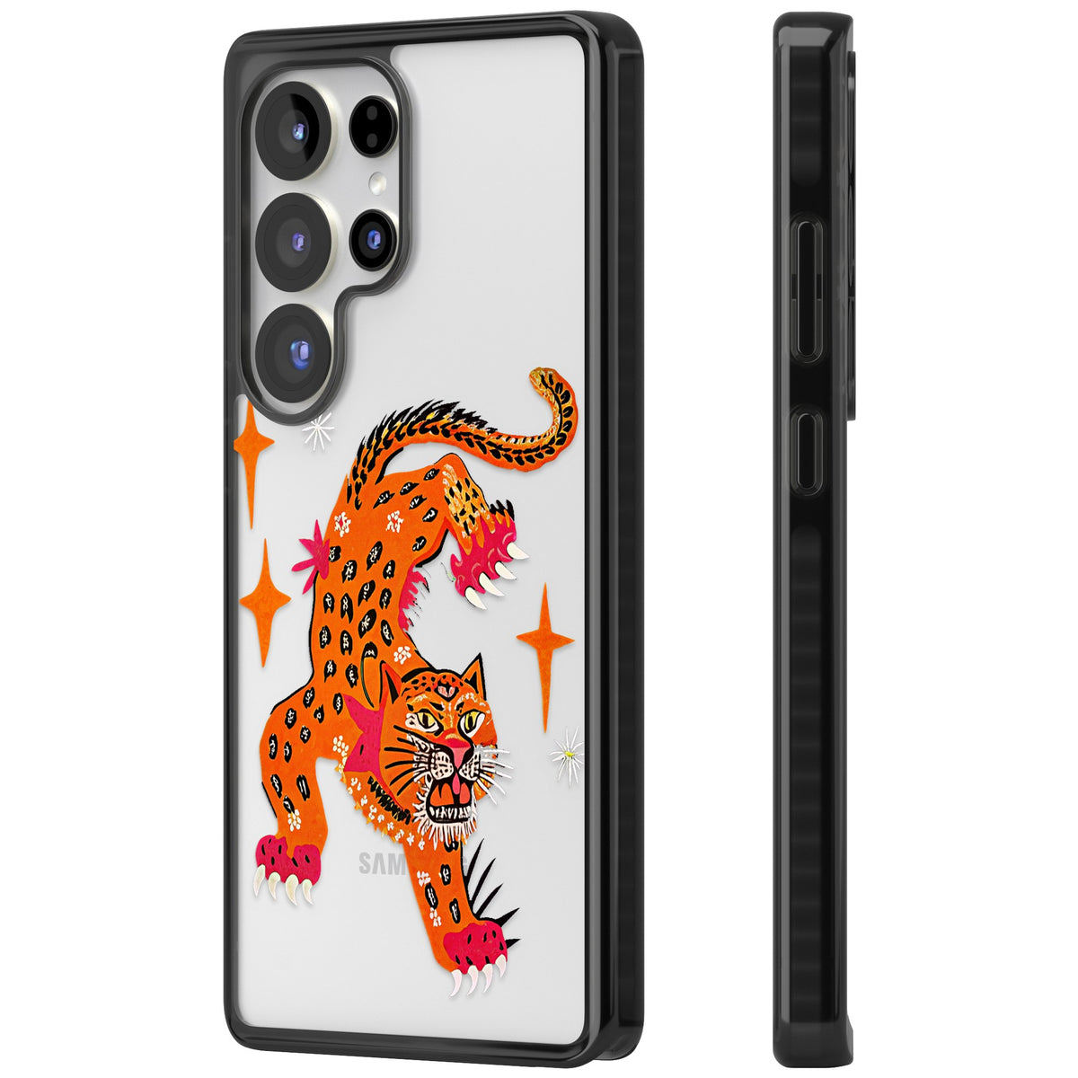 Fierce Jaguar Clear Samsung S25 Ultra / Samsung S26 Ultra Impact Black Phone Case side