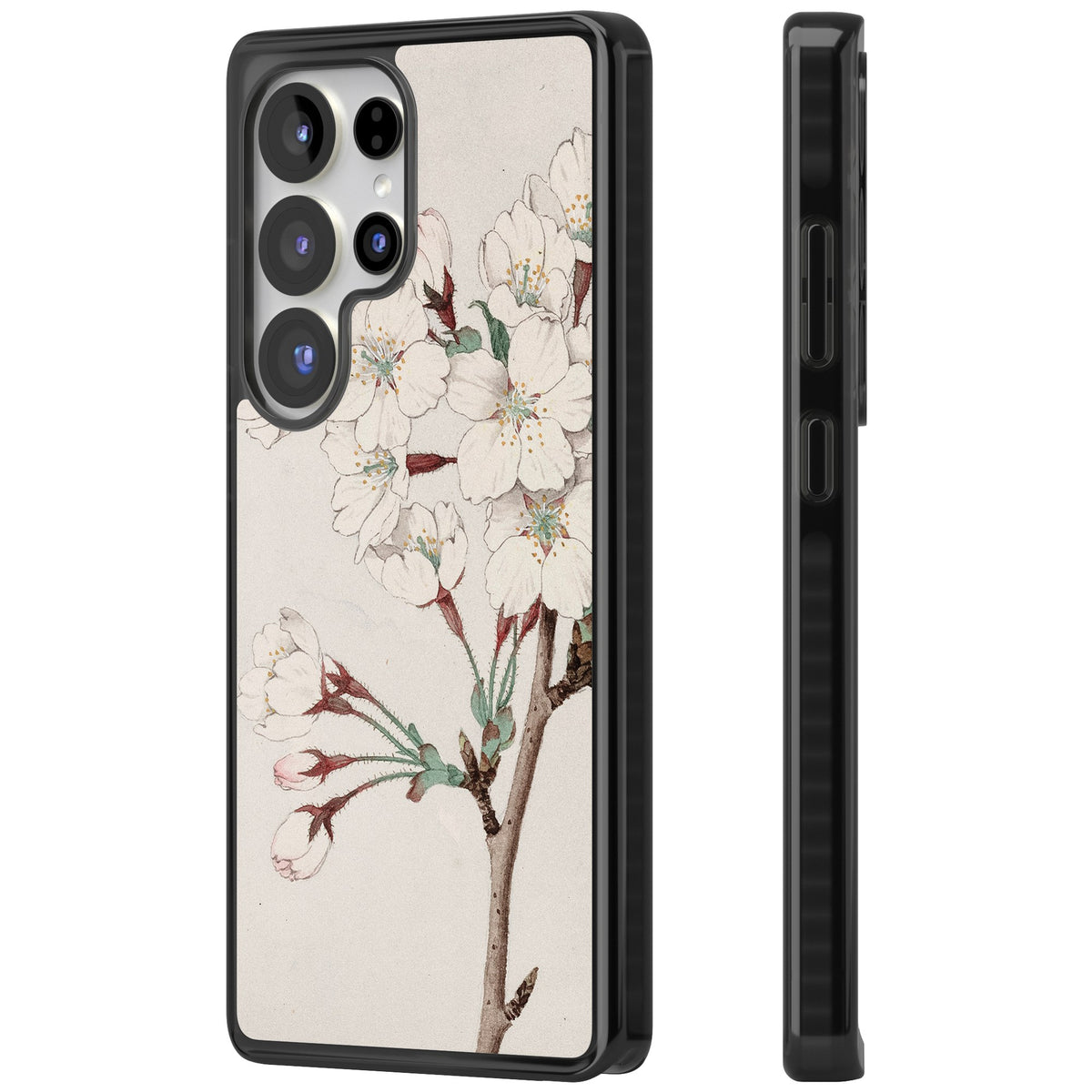 Vintage Japanese White Blossoms Samsung S25 Ultra / Samsung S26 Ultra Impact Black Phone Case side