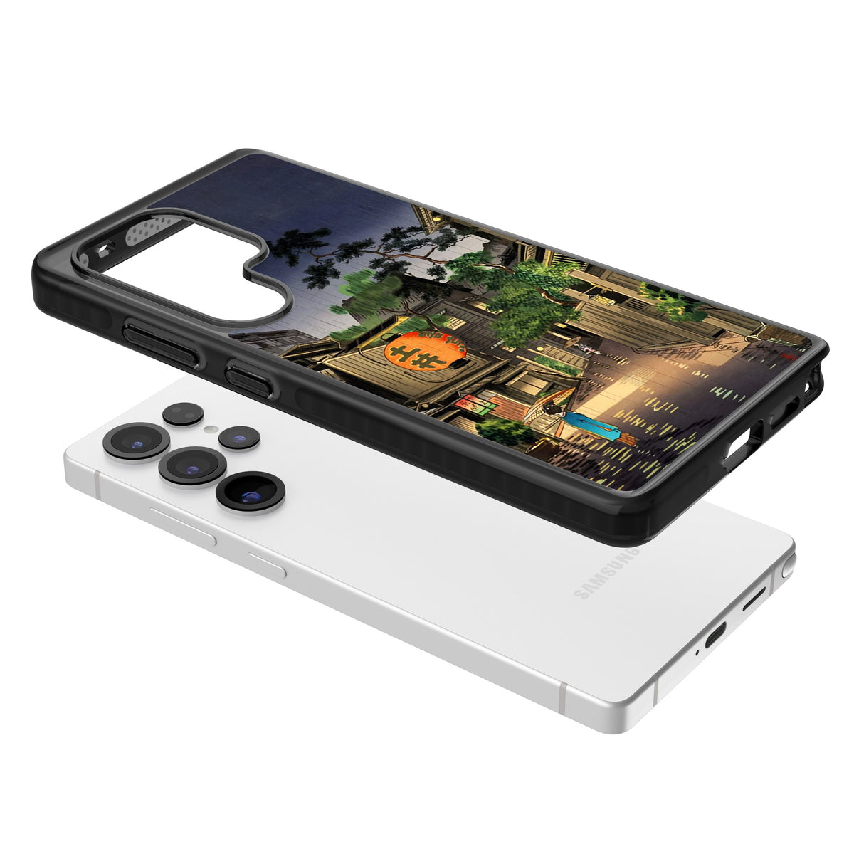 Evening In Ushigome Samsung S25 Ultra / Samsung S26 Ultra Impact Black Phone Case angled