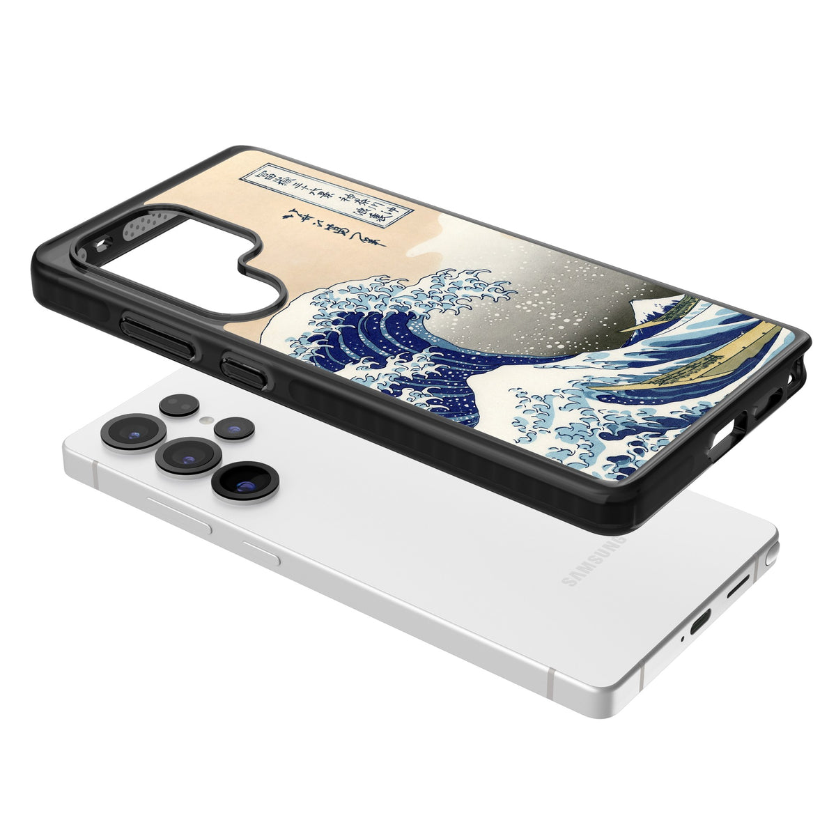 Great Wave Samsung S25 Ultra / Samsung S26 Ultra Impact Black Phone Case angled