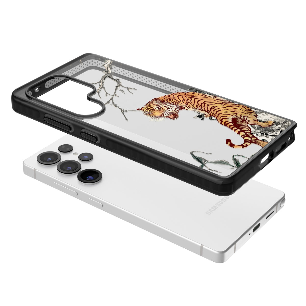 Roaring Tiger Samsung S25 Ultra / Samsung S26 Ultra Impact Black Phone Case angled