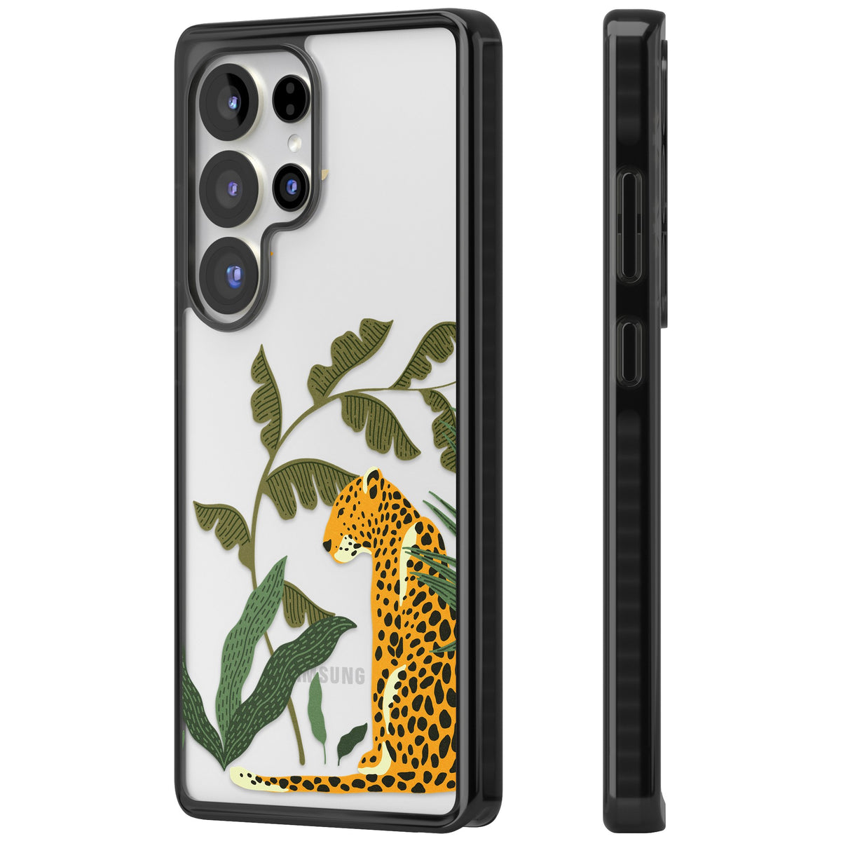 Large Jungle Cat Pattern Samsung S25 Ultra / Samsung S26 Ultra Impact Black Phone Case side