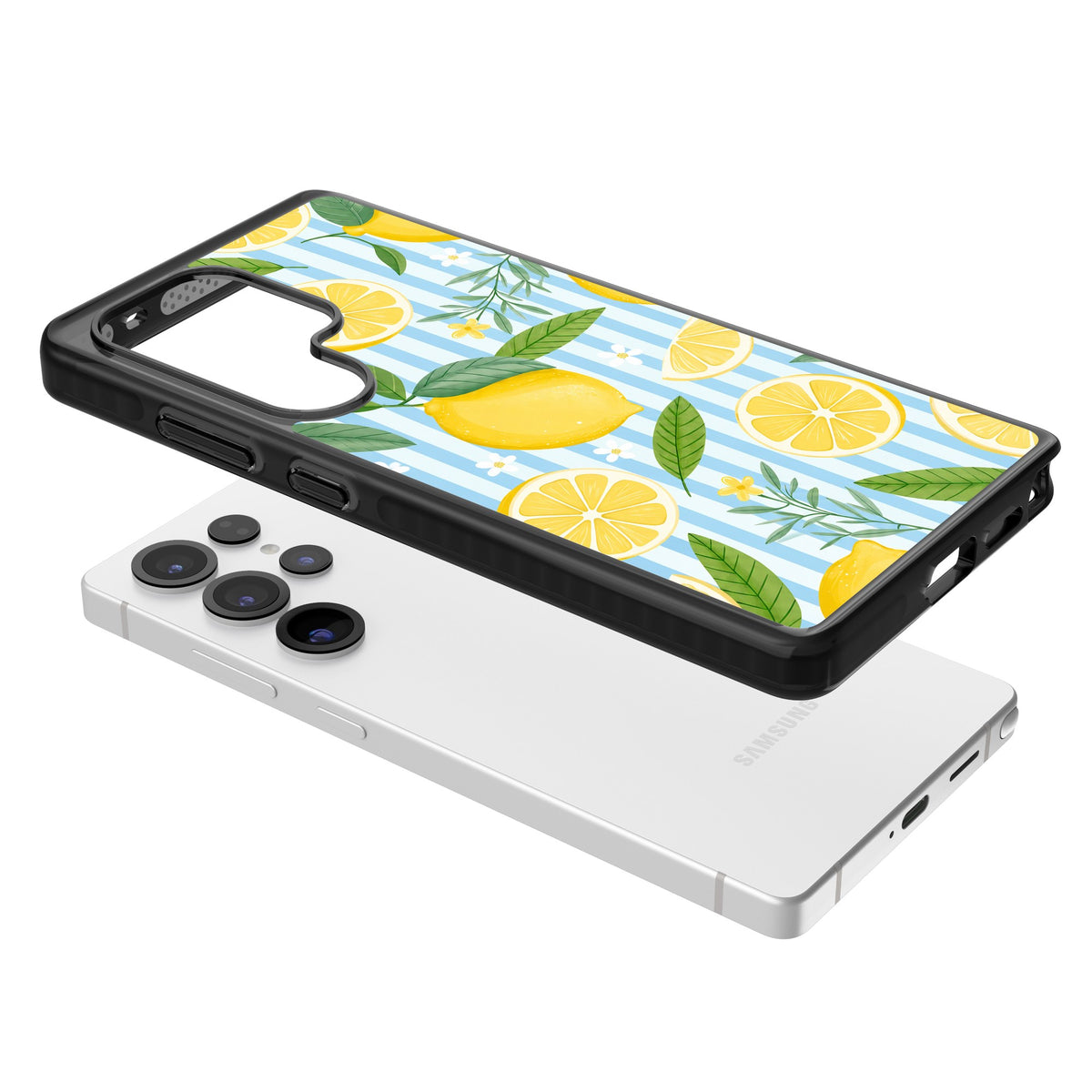 Capri Citrus Stripe Samsung S25 Ultra / Samsung S26 Ultra Impact Black Phone Case angled