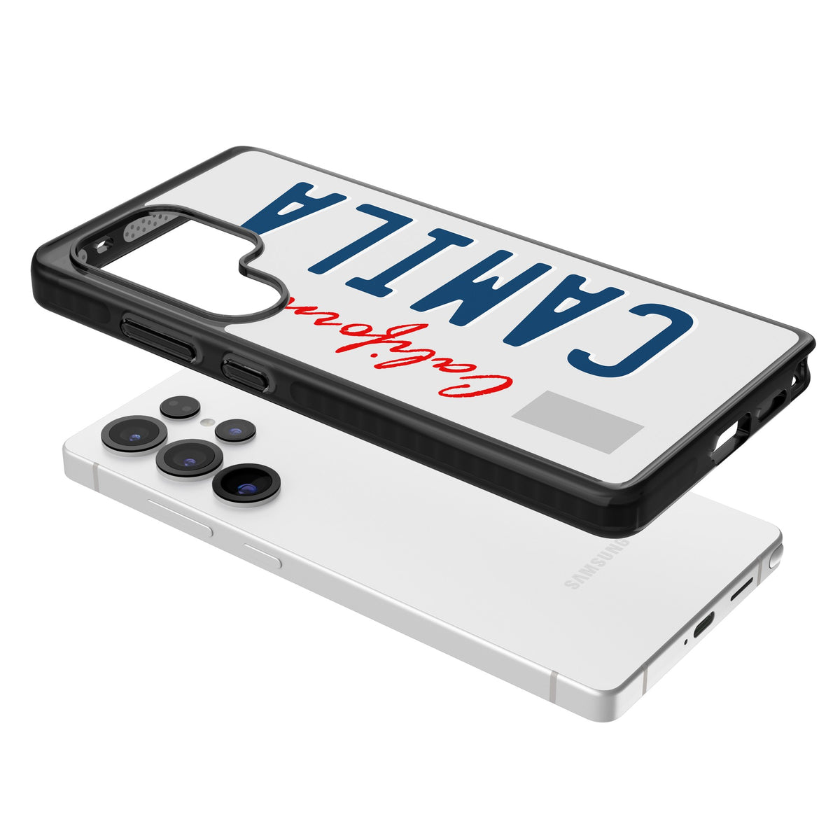 Personalised California License Plate Samsung S25 Ultra / Samsung S26 Ultra Impact Black Phone Case angled