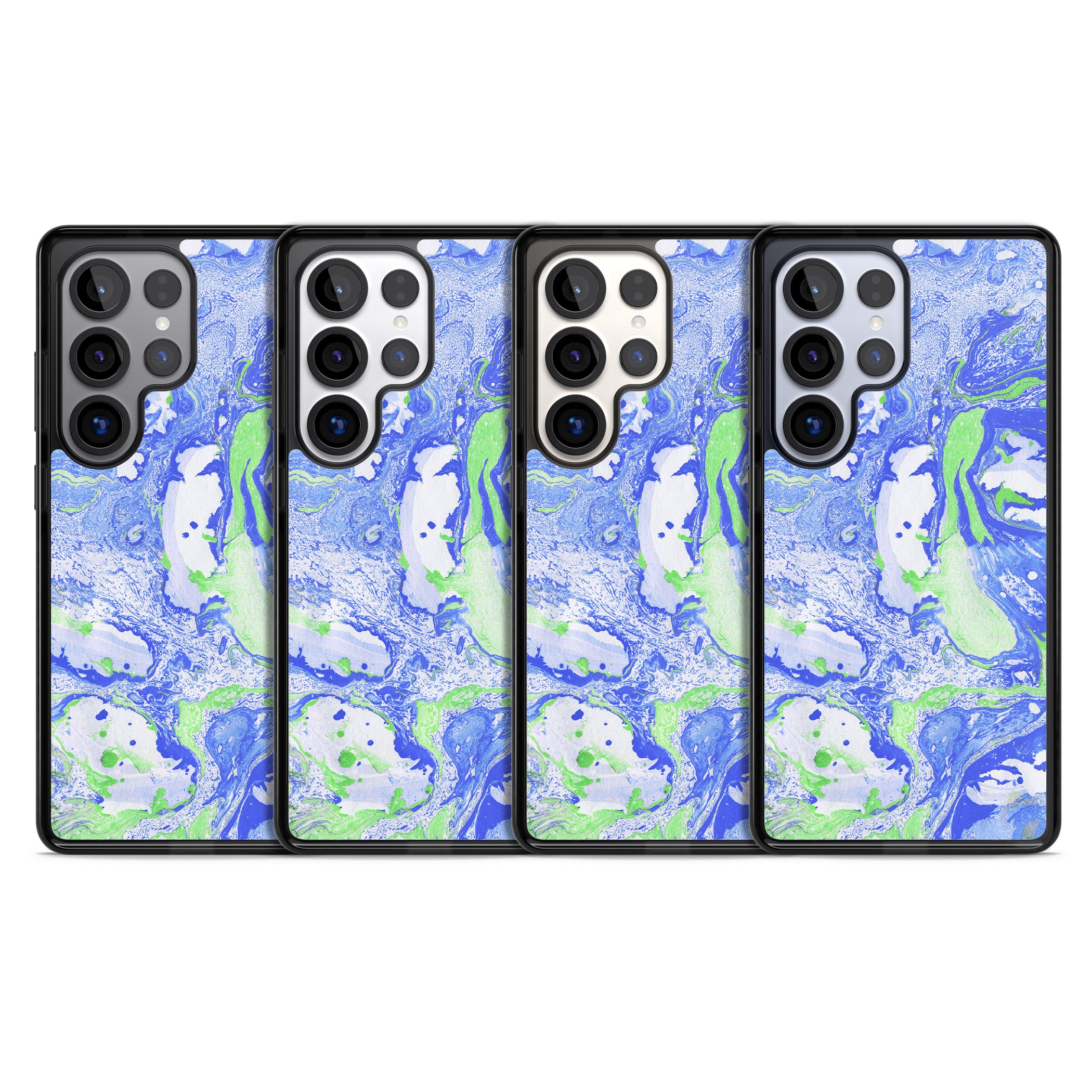 Dark Blue & Green Marbled Paper Pattern