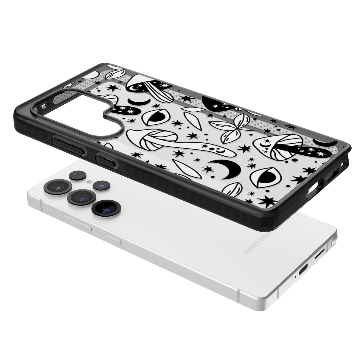 Mystic Mushrooms Pattern Samsung S25 Ultra / Samsung S26 Ultra Impact Black Phone Case angled