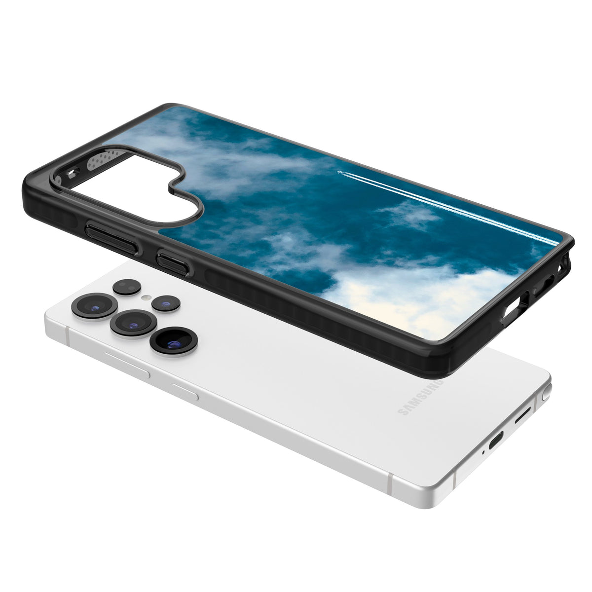 Sky Trail Samsung S25 Ultra / Samsung S26 Ultra Impact Black Phone Case angled
