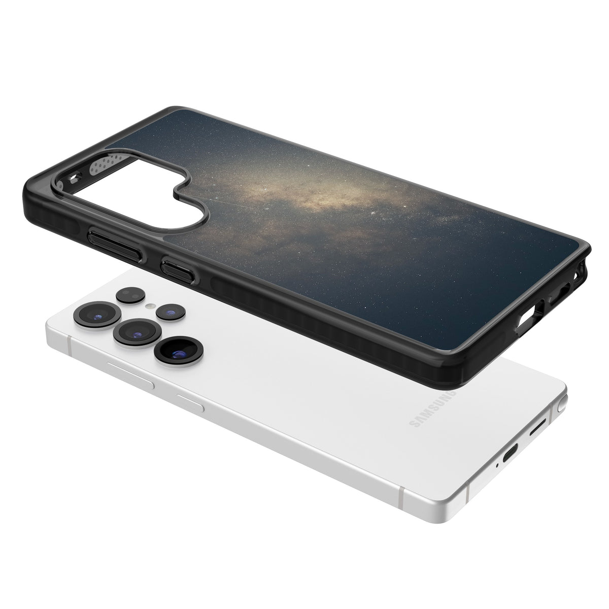 Cosmic Night Sky Samsung S25 Ultra / Samsung S26 Ultra Impact Black Phone Case angled