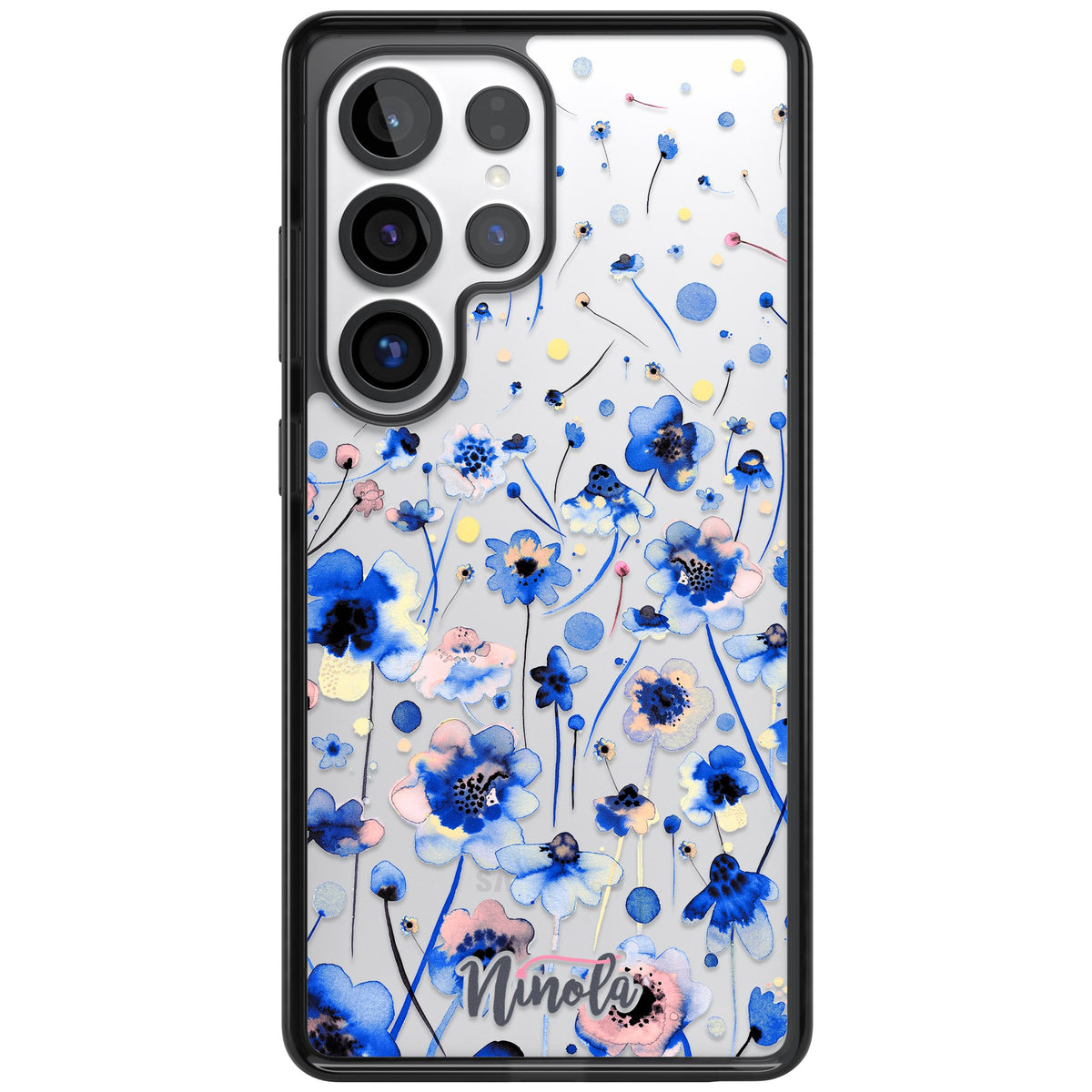 Ink Flowers Blue Samsung S25 Ultra / Samsung S26 Ultra Impact Black Phone Case front