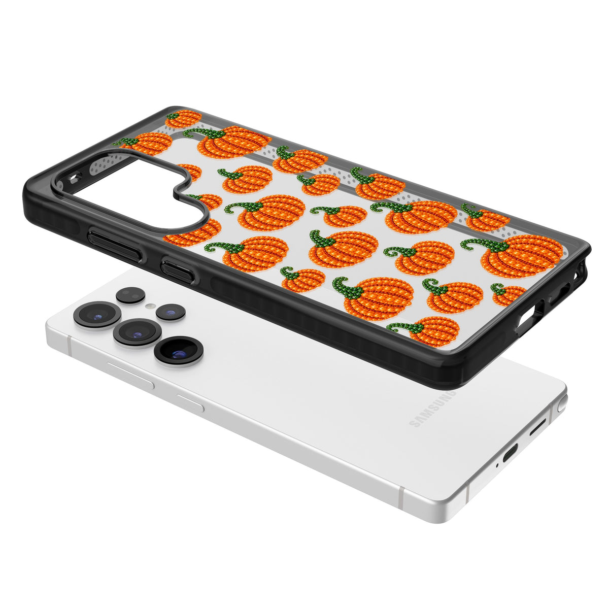Beaded Pumpkins Samsung S25 Ultra / Samsung S26 Ultra Impact Black Phone Case angled