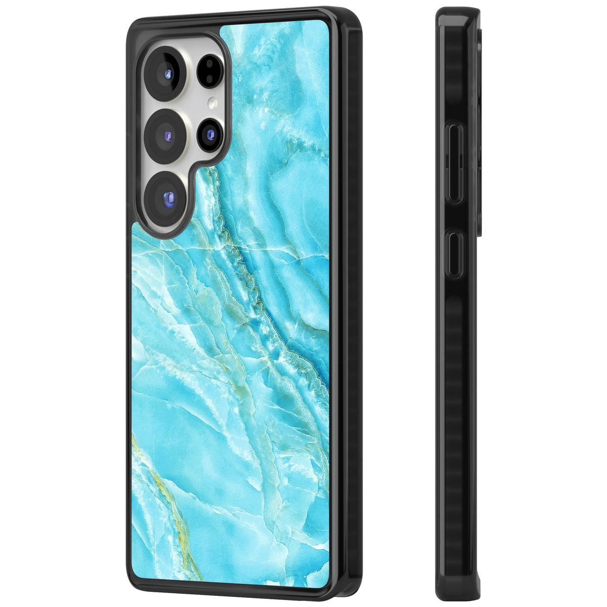 Blue Onyx Marble Samsung S25 Ultra / Samsung S26 Ultra Impact Black Phone Case side