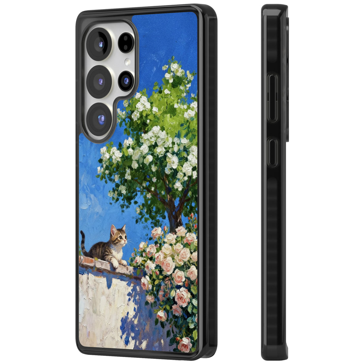 Kitten in Blooming Garden Samsung S25 Ultra / Samsung S26 Ultra Impact Black Phone Case side