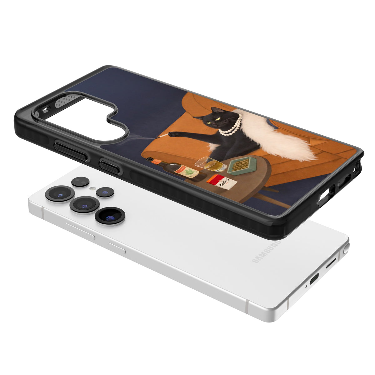 Spoiled Rotten Cat Samsung S25 Ultra / Samsung S26 Ultra Impact Black Phone Case angled