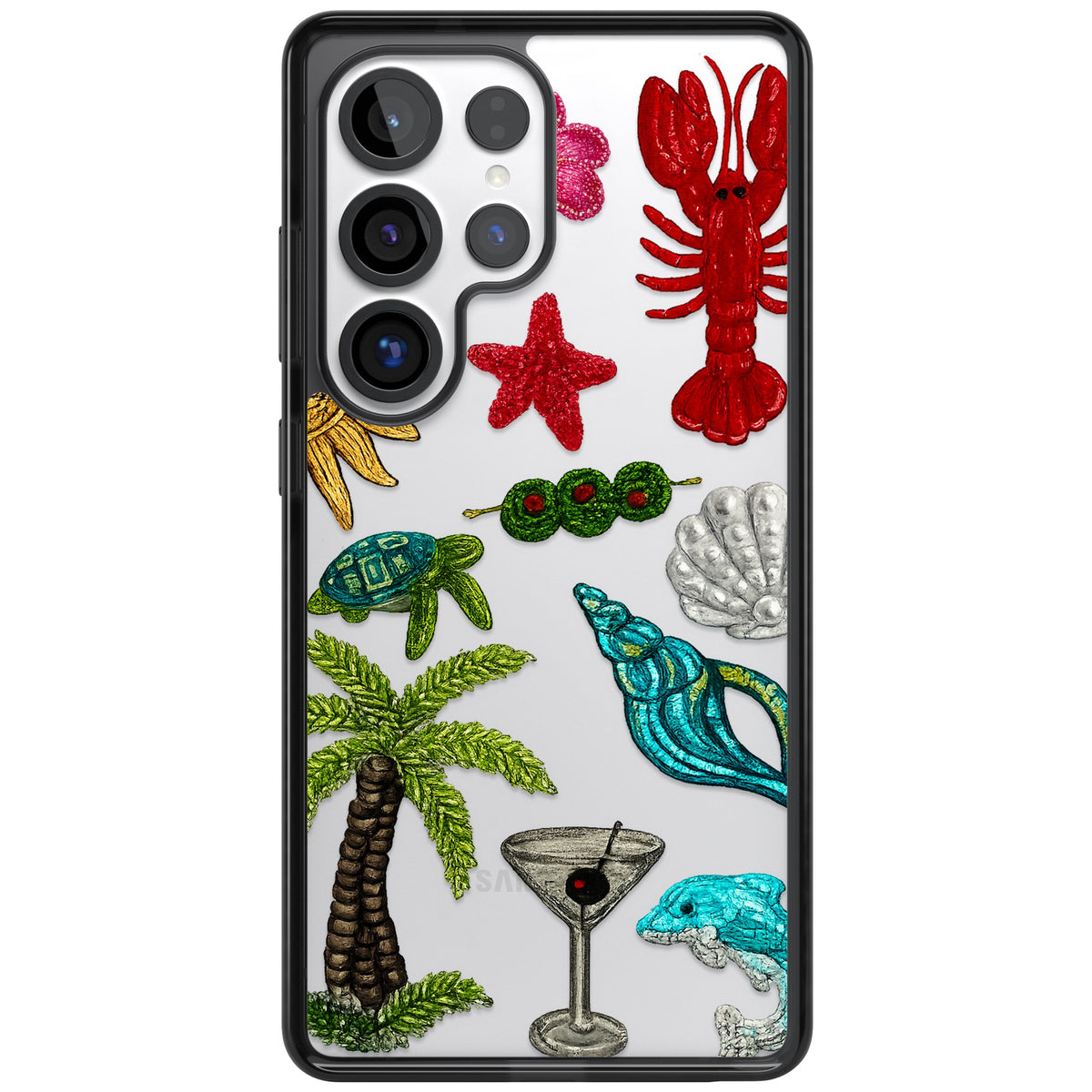 Painted Coastal Pattern Samsung S25 Ultra / Samsung S26 Ultra Impact Black Phone Case front