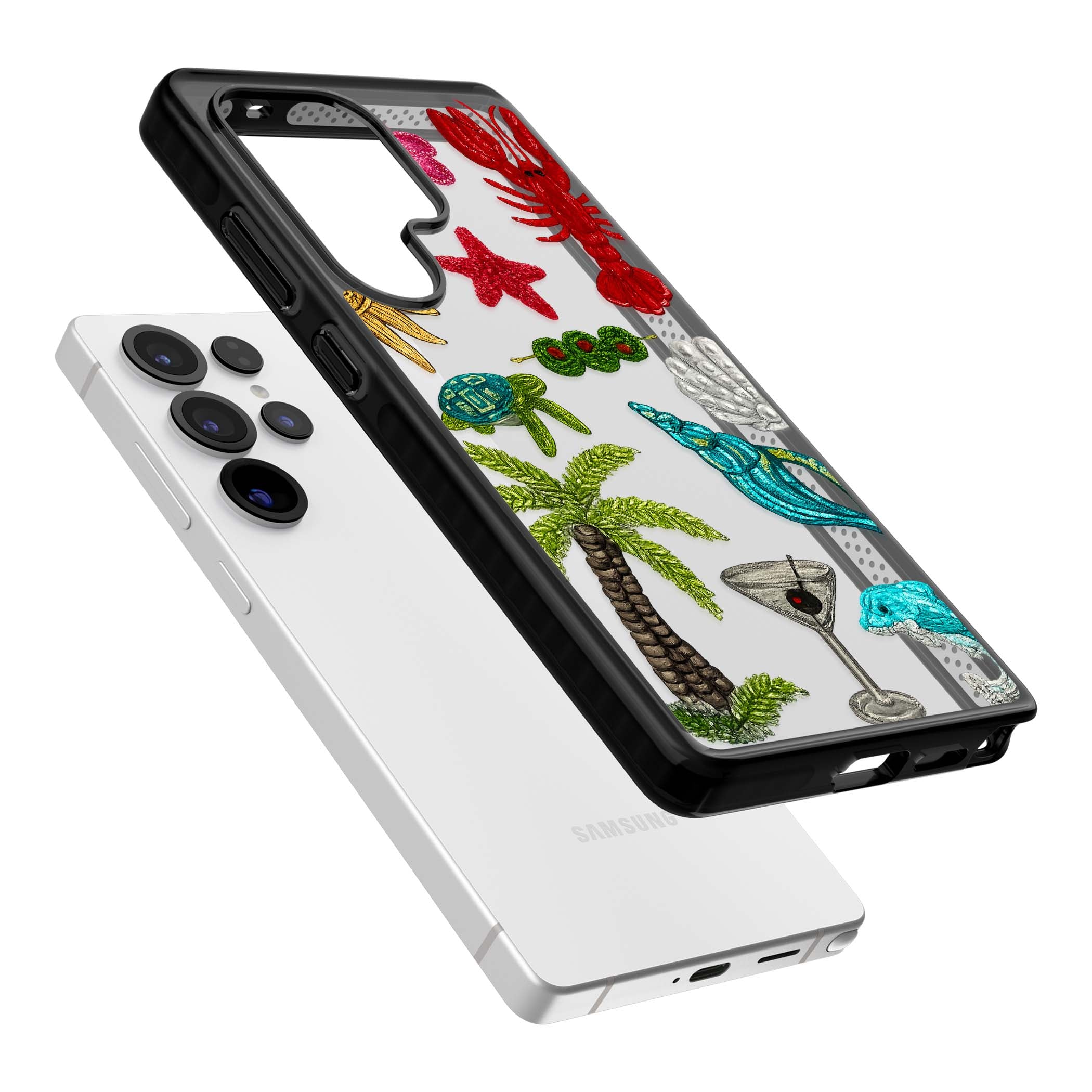 Painted Coastal Pattern coastal iPhone case | Black Impact case for Samsung Galaxy S25 Ultra