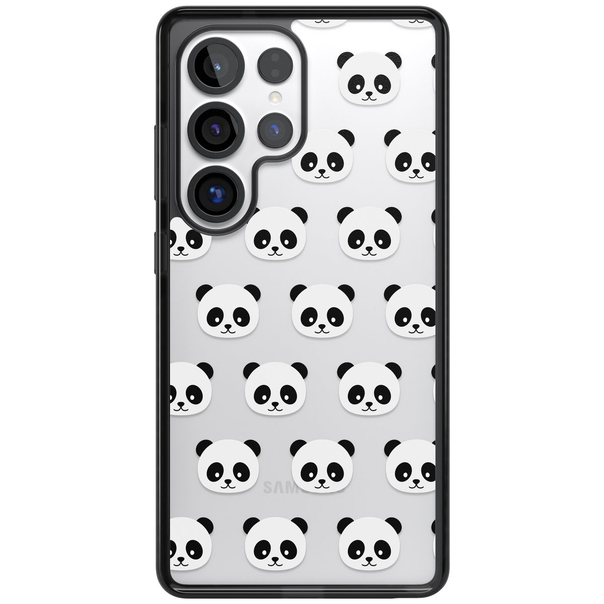 Panda Face Pattern Samsung S25 Ultra / Samsung S26 Ultra Impact Black Phone Case front