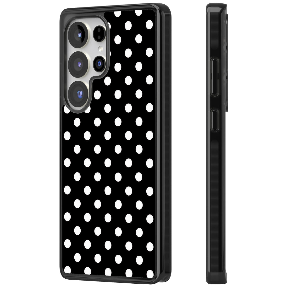 Black & White Polka Dot Samsung S25 Ultra / Samsung S26 Ultra Impact Black Phone Case side