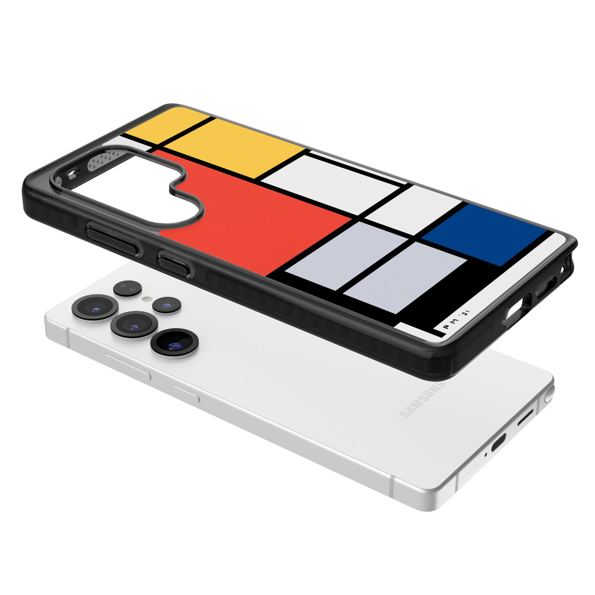Piet Mondrian's Composition Samsung S25 Ultra / Samsung S26 Ultra Impact Black Phone Case angled