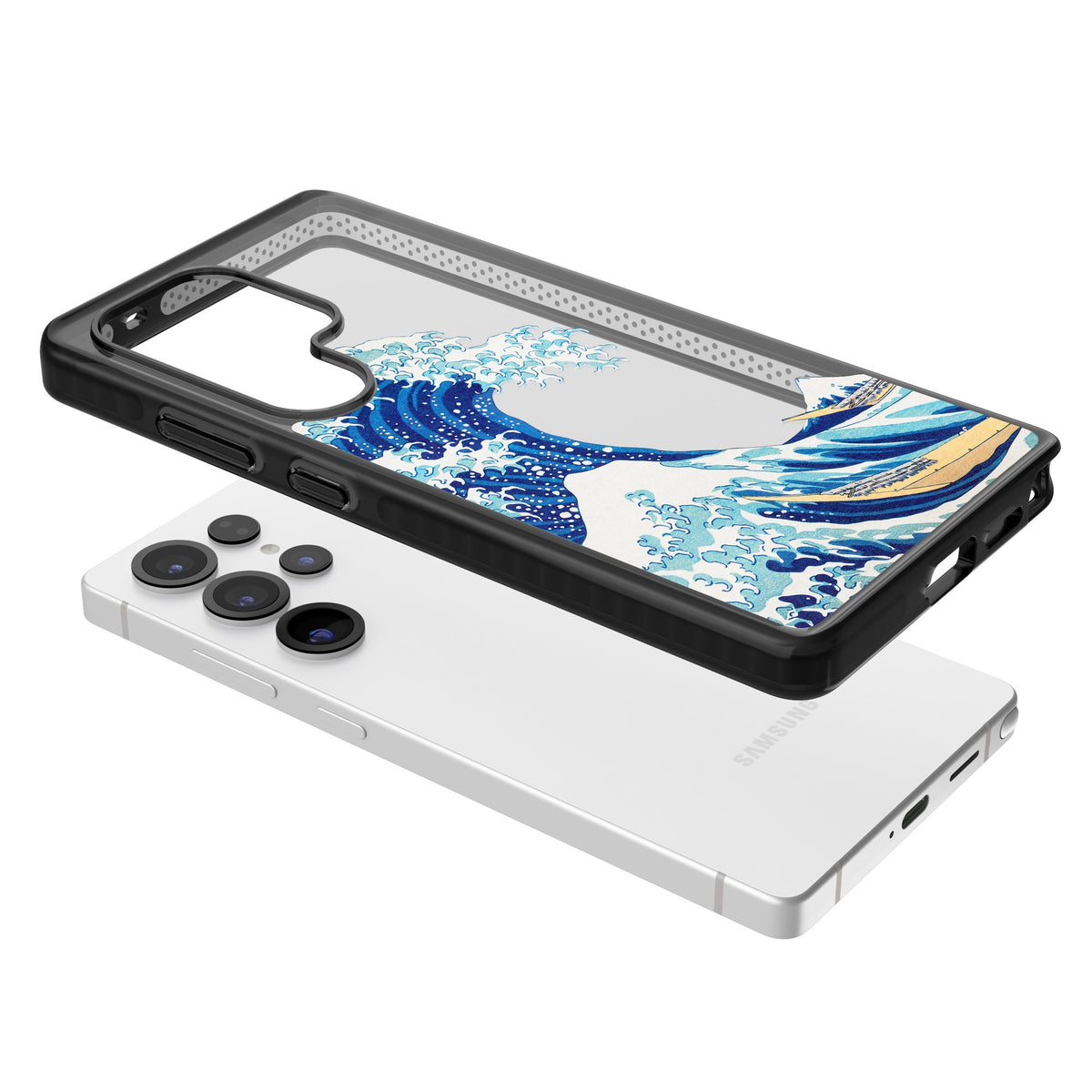 The Great Wave Of Kanagawa Samsung S25 Ultra / Samsung S26 Ultra Impact Black Phone Case angled