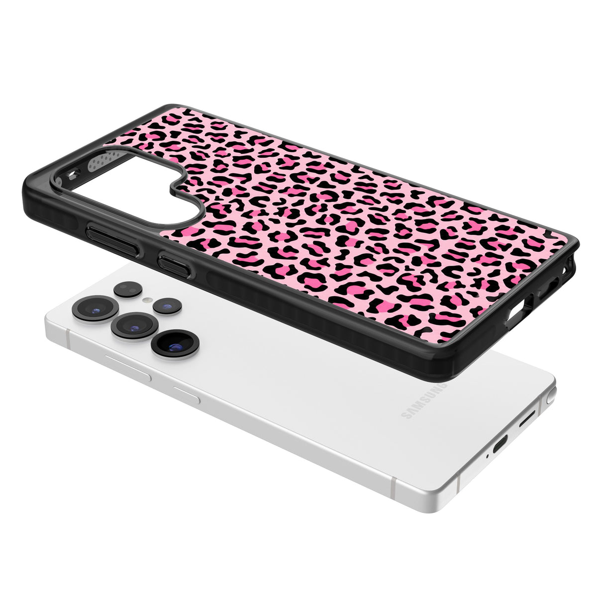 Pink Leopard Samsung S25 Ultra / Samsung S26 Ultra Impact Black Phone Case angled